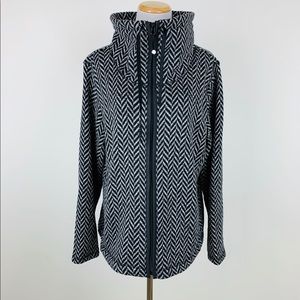 Talbots Black Zig Zag Funnel Neck Jacket Sz Large